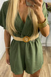 Meridress Wrap V Neck Short Sleeve Belted Shorts Romper