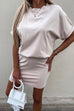 Meridress Crewneck Short Sleeve Waisted Solid Mini Dress