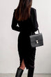 Meridress Solid Front Cross Slit Back Ruched Midi Dress