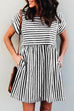 MR Square Collar Striped Casual Dress