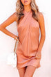 Meridress  Solid Criss Cross Halter Mini Dress