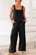 Printed Square Collar Tank Top Wide Leg Pants Casual Lounge Sets