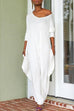 Meridress Solid Long Sleeve Baggy Drape Jumpsuit