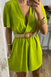 Meridress Wrap V Neck Short Sleeve Belted Shorts Romper