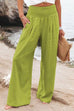 Meridress Frilled Elastic Waist Wide Leg Cotton Linen Pants