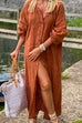Meridress 3/4 Sleeve Button Down Oversized Maxi Shirt Dress