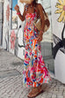 Meridress Printed Smocked Ruffle Flowy Maxi Cami Holiday Dress