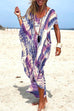 Meridress Tie Dye Short Sleeve Slit Oversized Beach Dress