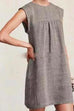 Meridress Crewneck Cotton Linen Plain Babydoll Dress