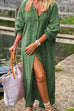 Meridress 3/4 Sleeve Button Down Oversized Maxi Shirt Dress