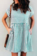 MR Square Collar Striped Casual Dress