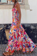 Meridress Printed Smocked Ruffle Flowy Maxi Cami Holiday Dress