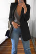 Meridress Solid Notched Lapel Open Front Long Sleeve Blazer