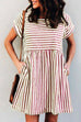 MR Square Collar Striped Casual Dress