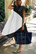 Meridress Karissa Flounce Sleeve Color Block Midi Dress