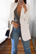 Meridress Solid Notched Lapel Open Front Long Sleeve Blazer