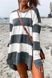 Meridress Striped Long Sleeves Side Split Pullover