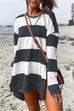 Meridress Striped Long Sleeves Side Split Pullover