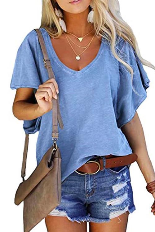 Meridress V Neck Flare Sleeve Summer T Shirt