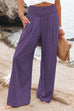 Meridress Frilled Elastic Waist Wide Leg Cotton Linen Pants