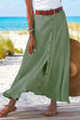Meridress Button Down Cotton Linen A-line Maxi Skirt