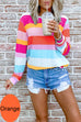 Meridress Rainbow Striped Long Sleeves Pullover Top