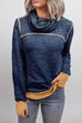 Meridress Casual Cowl Neck Color Block Sweatshirt with Thumb Hole