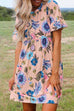 Meridress Crewneck Short Sleeve Floral Printed Flowy Dress