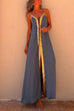 Meridress V Neck Backless Sequin Detailed Slit Maxi Cami Dress