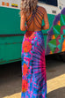 Meridress Criss Cross Backless Tie Dye Maxi Cami Dress