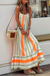 Meridress Color Block Printed Ruffle Maxi Cami Dress