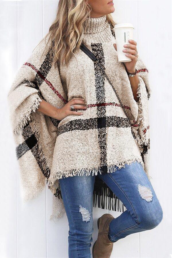 Meridress Burberry Lattice Cloak Poncho Sweater