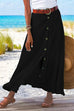 Meridress Button Down Cotton Linen A-line Maxi Skirt