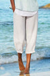 Meridress Wide Leg Relaxed Cotton Linen Crop Pants
