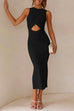 Meridress Twist Front Cut Out High Waist Side Split Bodycon Dress