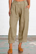 Meridress Button Cotton Linen Lounge Cropped Pants