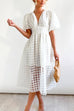 Meridress V Neck Lantern Sleeve Waisted A-line Dress