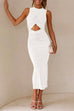 Meridress Twist Front Cut Out High Waist Side Split Bodycon Dress