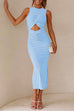 Meridress Twist Front Cut Out High Waist Side Split Bodycon Dress