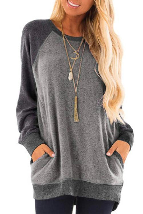 Meridress Long Sleeve Color Block Splice Sweatshirt