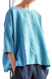 Meridress Vintage 3/4 Sleeve Drop Shoulder Cotton Linen Shirt
