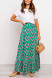 Meridress High Waist Bohemia Printed Maxi Ruffle Beach Skirt