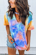 Meridress V Neck Cut Out Tie Dye T-shirt