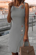 Meridress Crewneck Buttons Sleeveless Office Dress