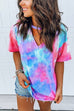 Meridress V Neck Cut Out Tie Dye T-shirt