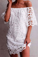 Meridress Off Shoulder Hollow Out Lace Shift Dress