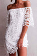 Meridress Off Shoulder Hollow Out Lace Shift Dress