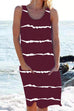 Meridress Scoop Neck Stripes Tie Dye Tank Dress