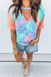 Meridress V Neck Cut Out Tie Dye T-shirt