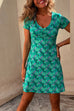 Meridress Short Sleeve High Waist A-line Floral Dress